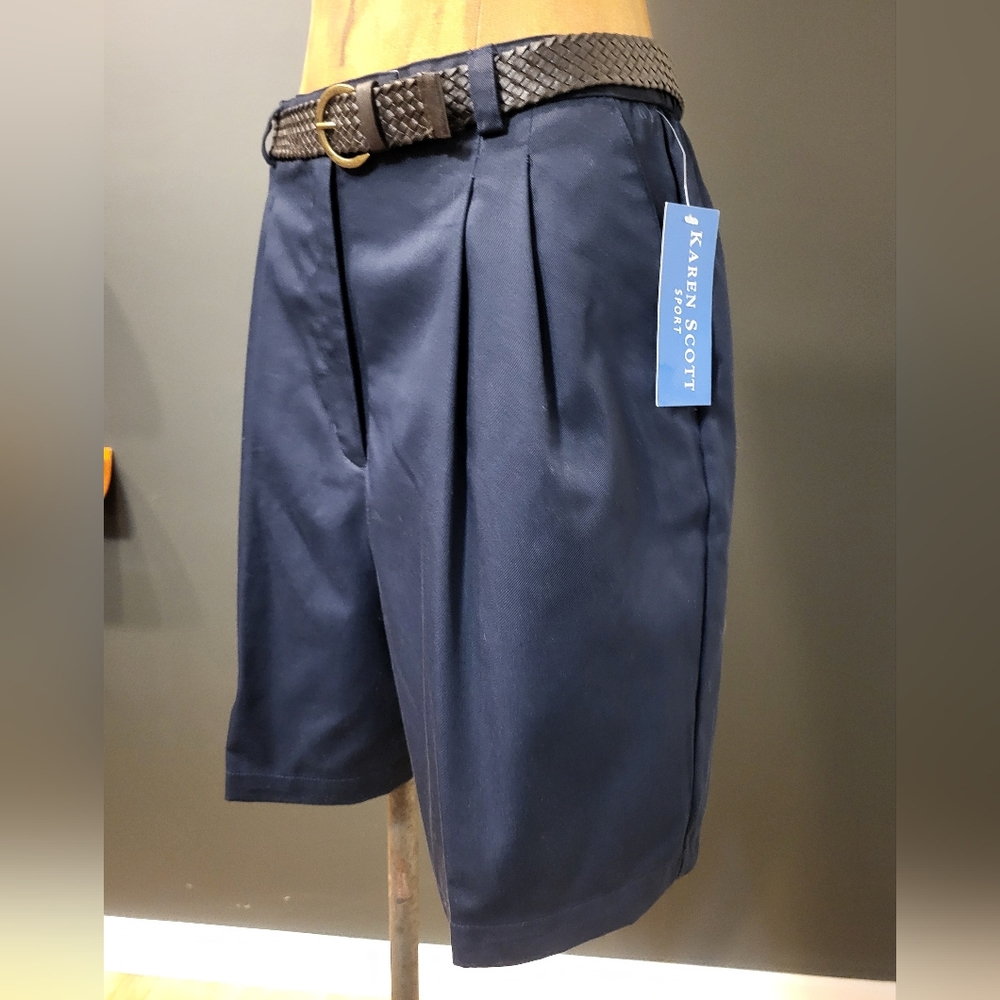 90s Pleated Shprts Vintage Karen Scott Sport Navy Size 8 NWT